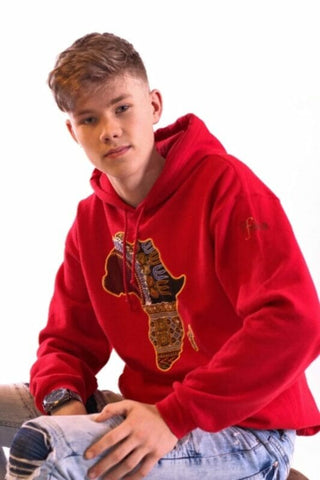 Red Pfeka Africa hoodie with map.